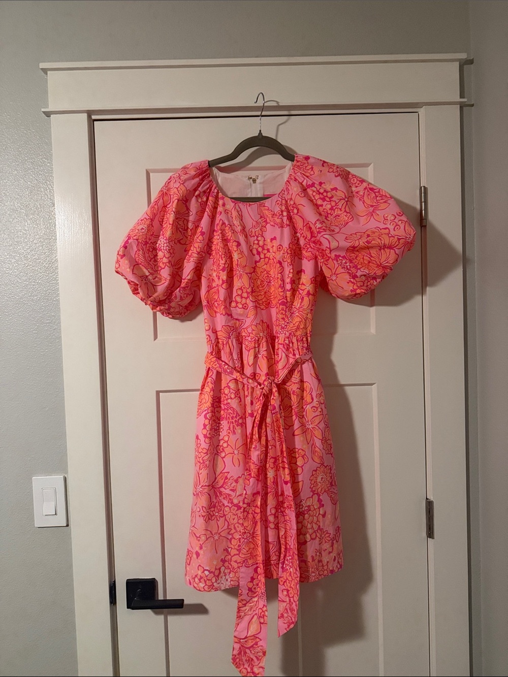 Lilly Pulitzer Pink & Orange Floral Puff-Sleeve Dress